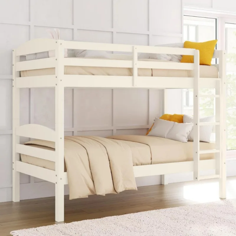 

Better Homes & Gardens Leighton Solid Wood Twin-over-Twin Convertible Bunk Bed,（White/Sage Green/Black/Gray/Mocha）optional