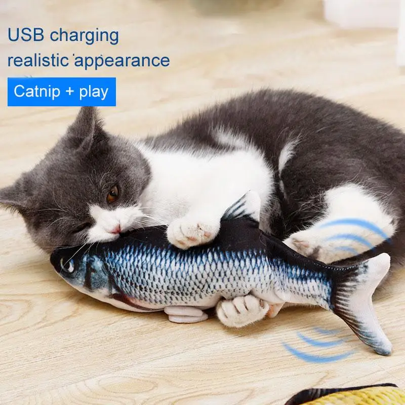 

USB Cat Toys Life-like Automatic Moving Fish For Kitten With 3 Modes