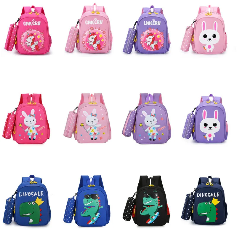 

Children's Schoolbag Cute Animal Print with Pencil Bag Male and Female Baby Kindergarten Waterproof Burden-reducing Backpack