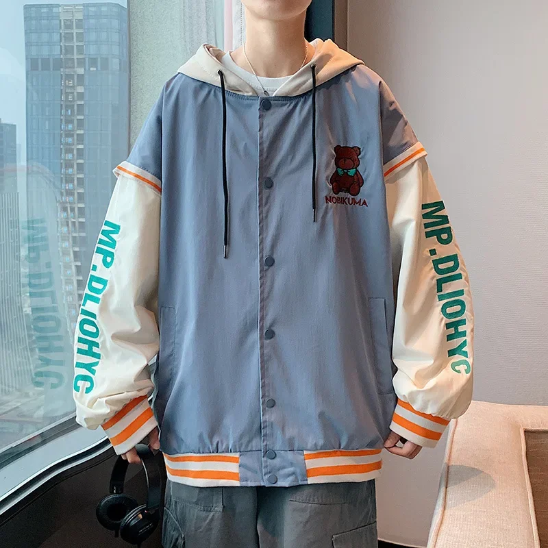 Модная двухсекционная куртка Illusion в корейском стиле мужская свободная с