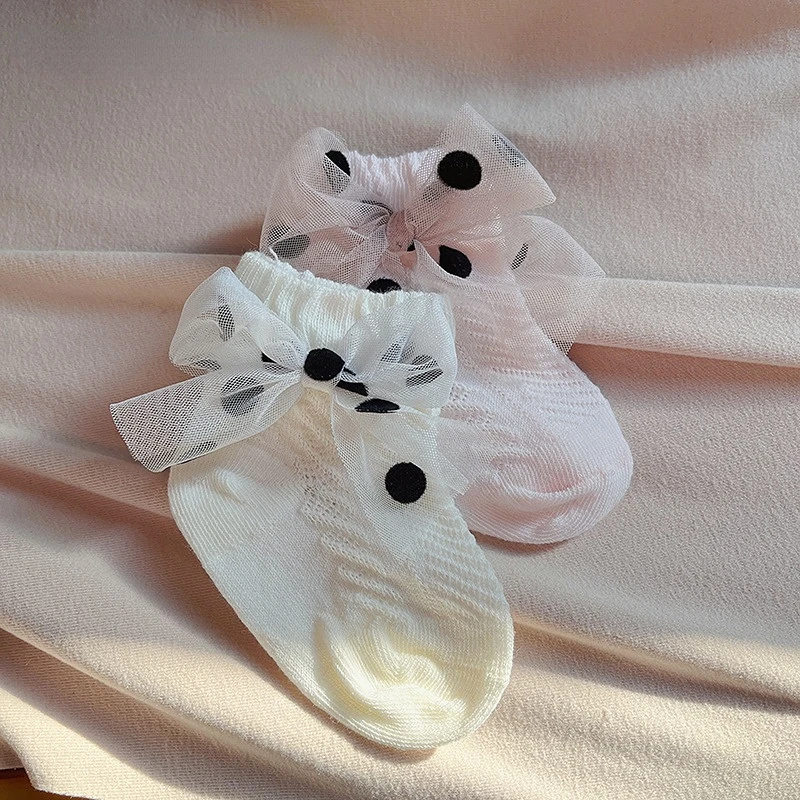 

New Girls Socks Lace Big Bow Cotton Children Socks Trendy Elastic Dots White Ruffle Lace Flowers Kids Princess Socken