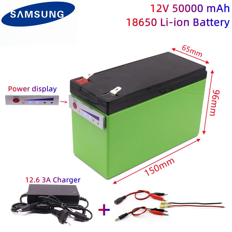 

Nouveau bloc-piles Lithium 12v 50a 18650, adapté à l'énergie solaire et aux batteries de véhicules électriques + chargeur 12,6 v