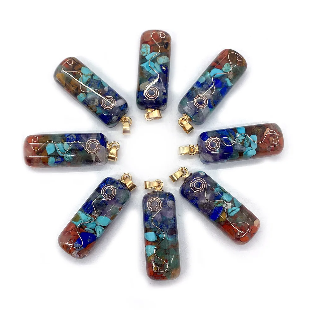

Natural Stone Resin Gravel Color Reiki Healing Gravel Pendant Key Chain Healing Crystal Resin Necklace Earring Accessories