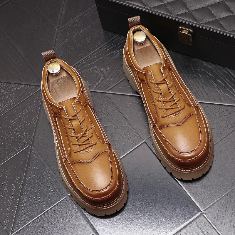 

Spring and autumn new men's casual leather shoes fashion trendy men's sports men's shoes thick bottom inner increase hairstylist