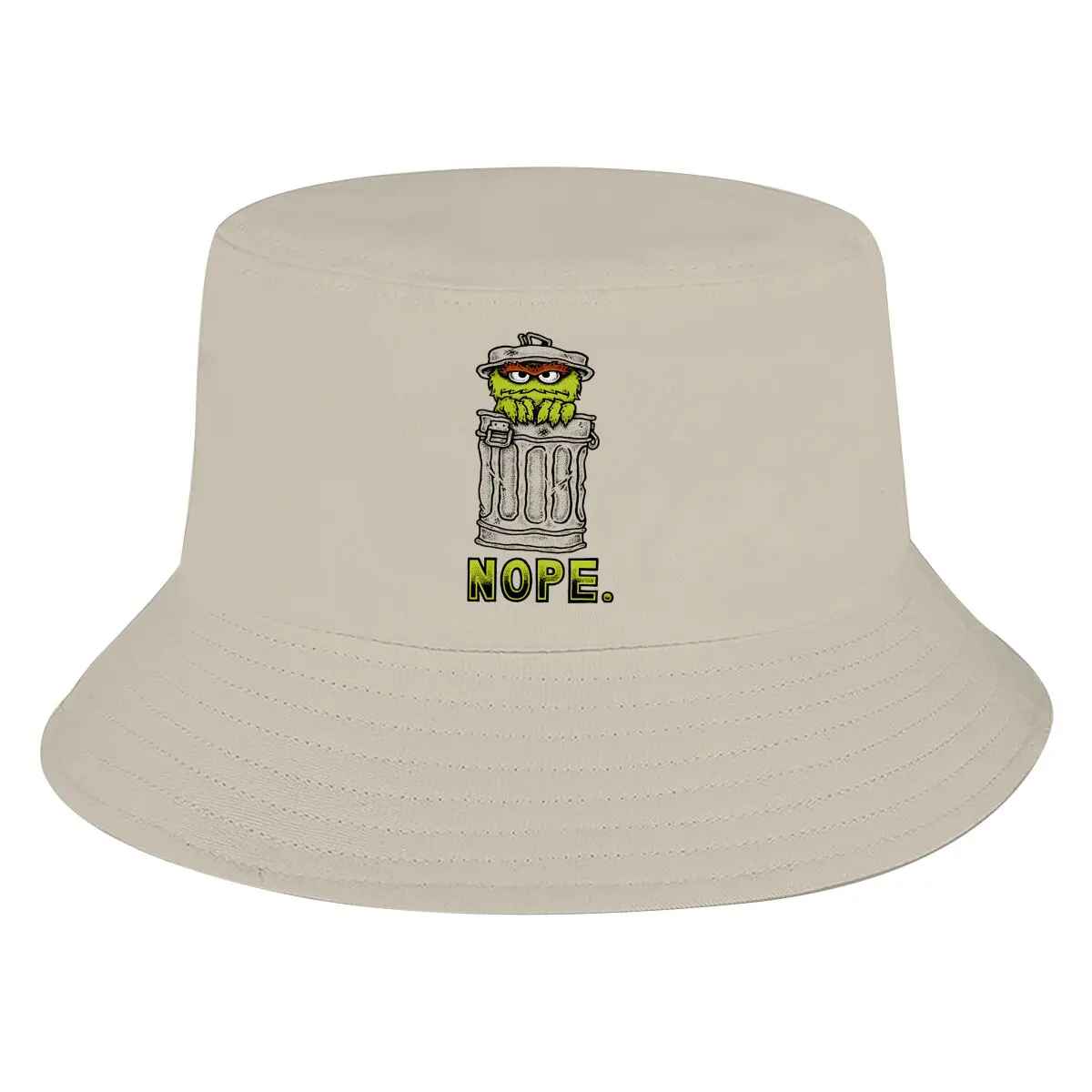 

Sesame Street Bucket Hat Oscar the Grouch Nope Men's Women's Fisherman Cap Hip Hop Beach Sun Fishing Hats
