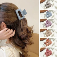 2022 new vintage glitter pink blue square bath barrette hair claw clips ponytail for women y2k hair accessories