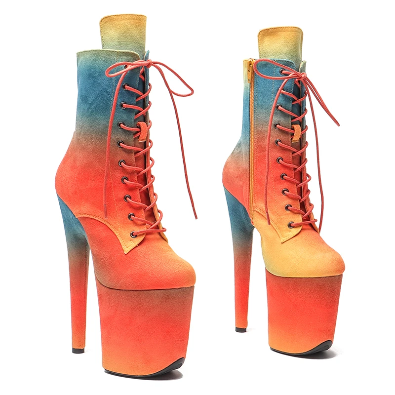 Leecabe  20CM/8inches Gradual change of color Sexy boot Fetish Stripper Shoes Women Pole Dance Models Catwalk Show High Heels 3B