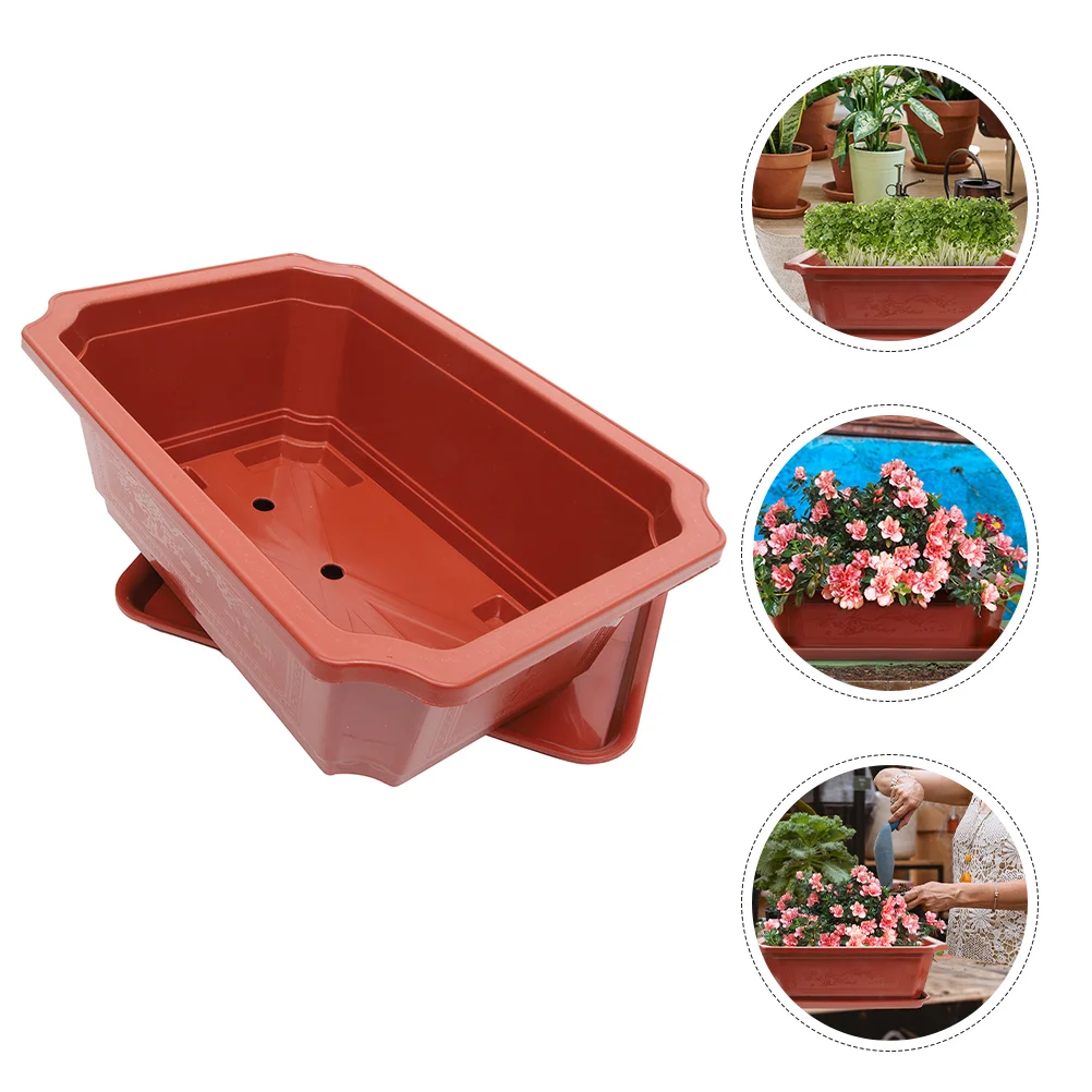 

Rectangle Flowerpot Office Indoor Pots Plastic Gardening Bonsai Container