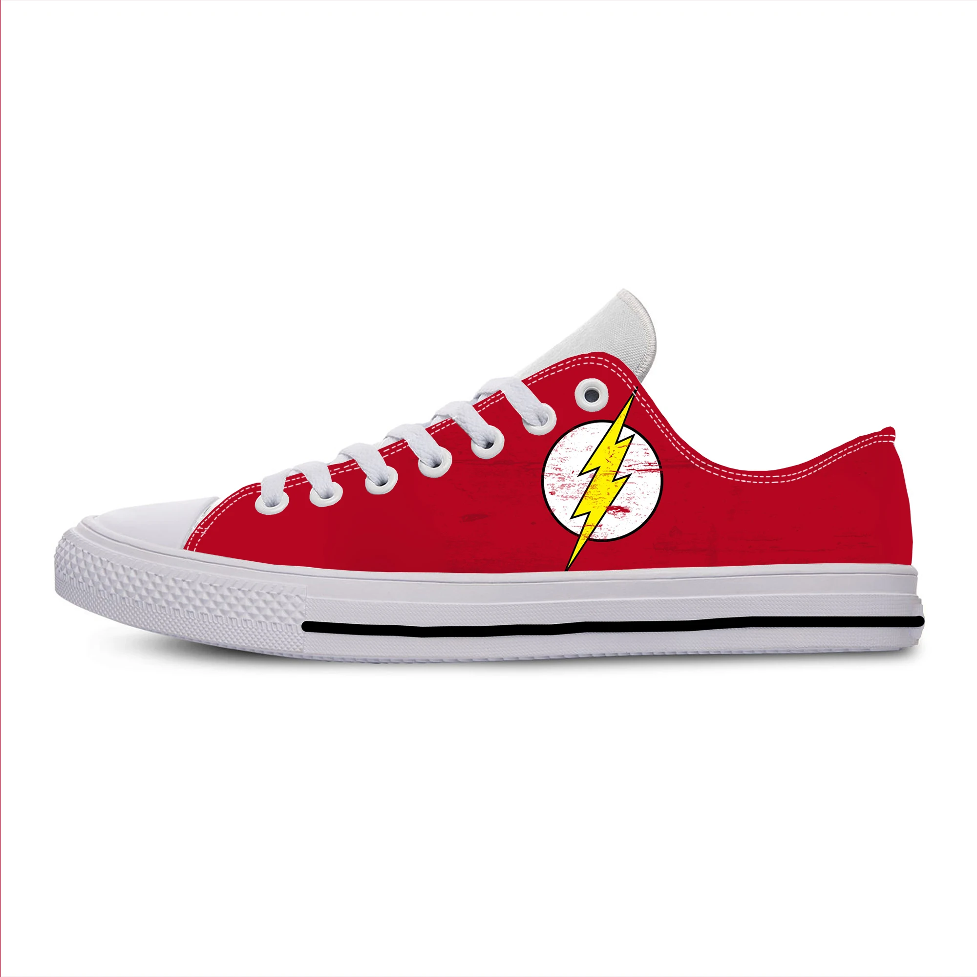 

Anime Cartoon Flash Symbol Logo Superhero Fashion Casual Cloth Shoes Low Top Lightweight Breathable 3D Print Men Women Sneakers