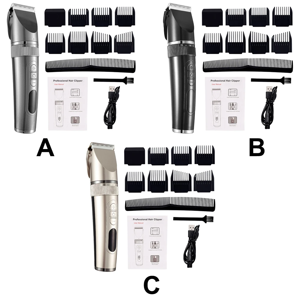 

Электрическая машинка для стрижки волос, Мужская перезаряжаемая через USB бритва, светодиодная машинка для стрижки волос, регулируемая IPX7 Во...