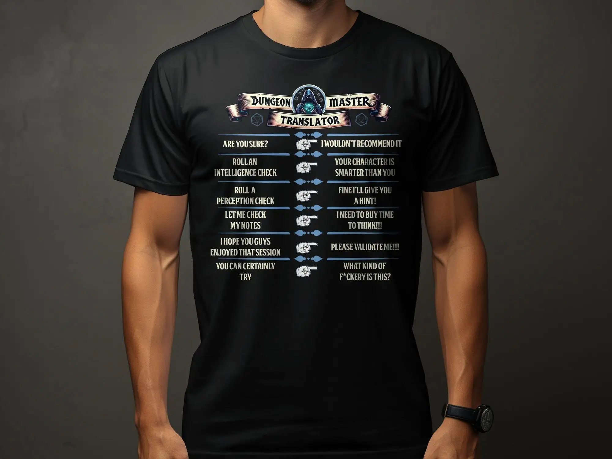 Забавная рубашка Dungeon Master Dnd T Dm переводчик ролевая игра Настольная Фотография