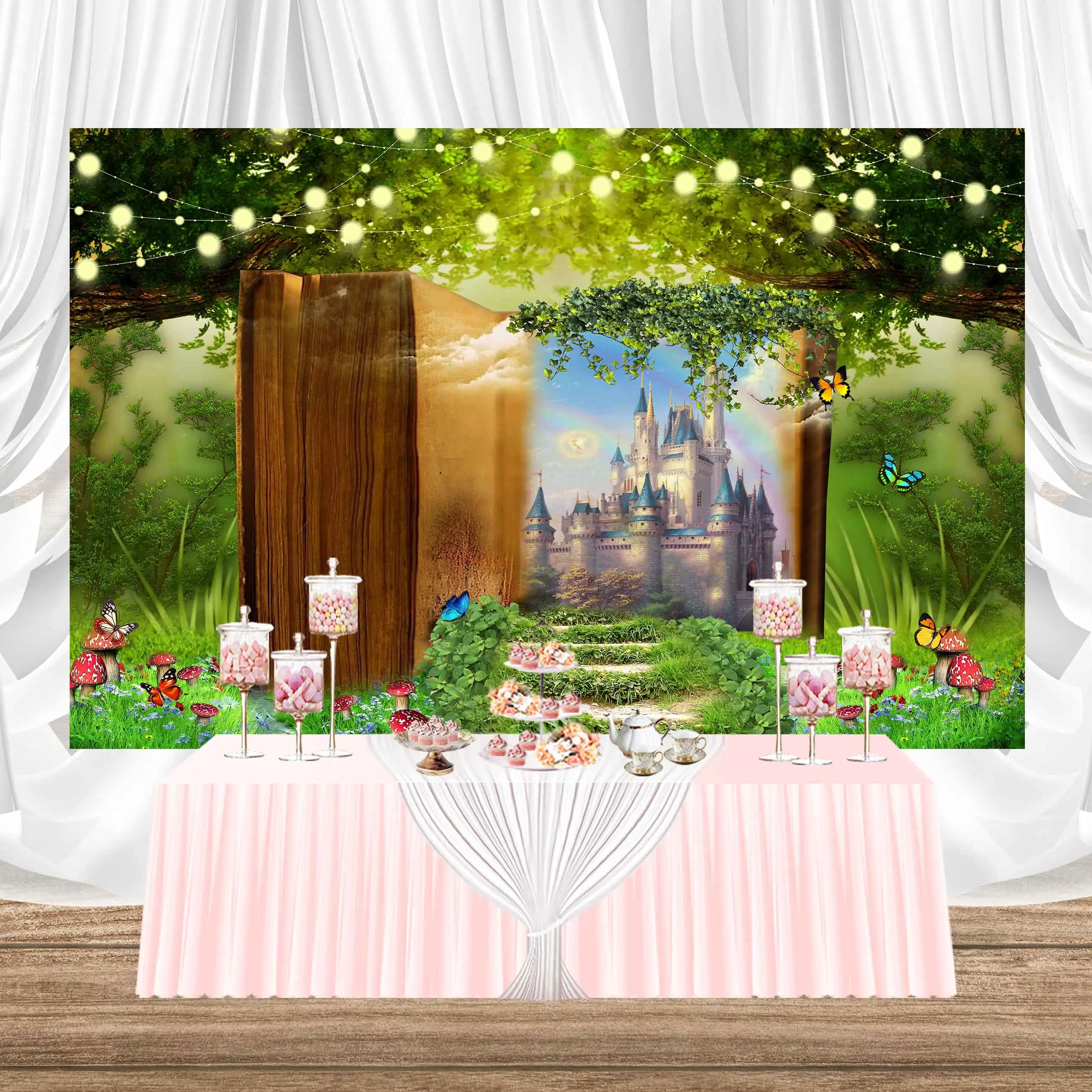 NeoBack цветы принцесса небо Сказочная сказка облако розовая луга фон для