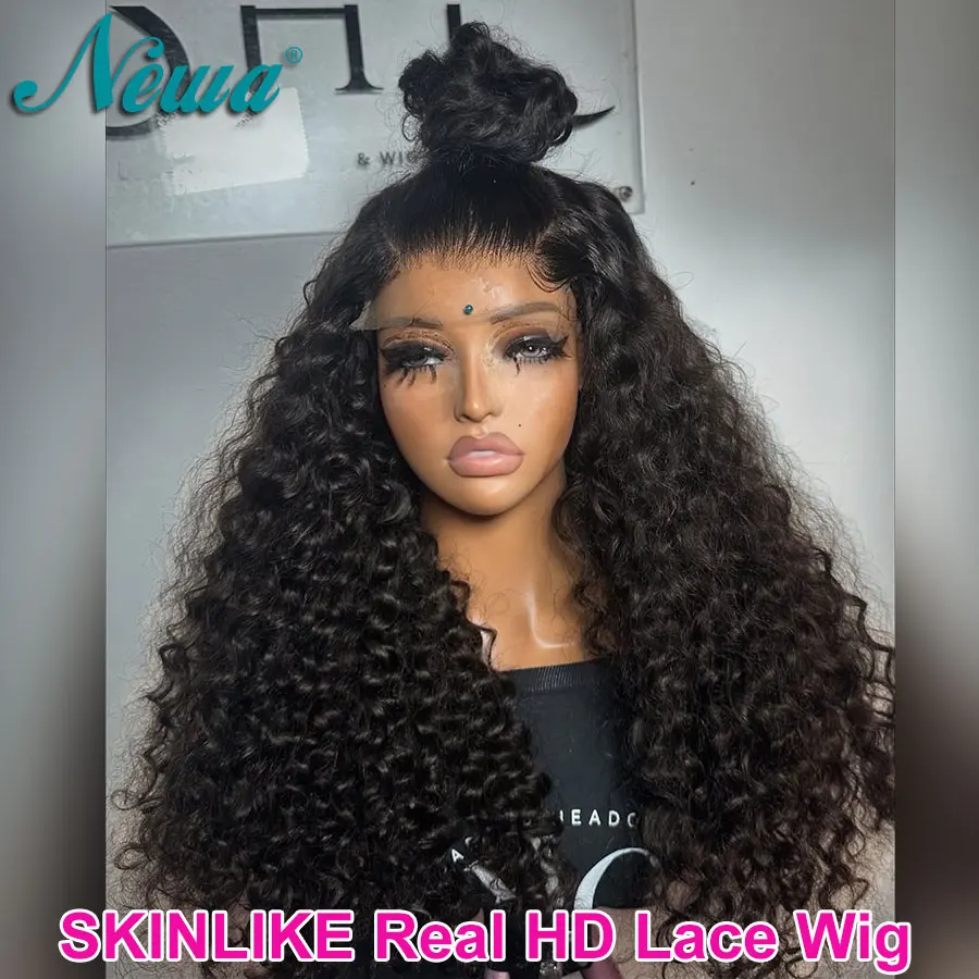 Фото Newa Hair Curly Glueless Wig 5x5/6x6 HD Парик с кружевной застежкой Предварительно выщипанные натуральные черные человеческие волосы HD Кружевной фронтальный парик Отбеленные узлы №2