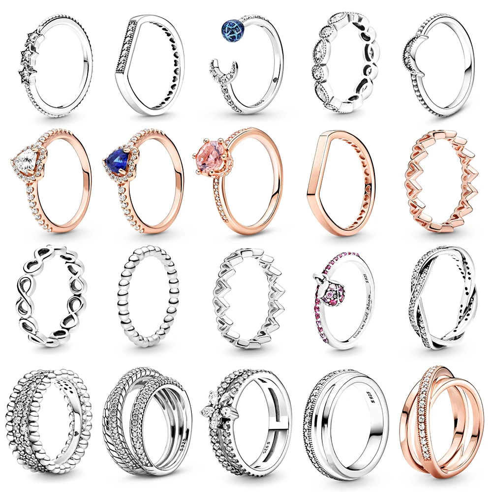 

925 sterling silver woman Women's accessories couple of for pandora lovers flower rings bulk items wholesale lots dropshipping