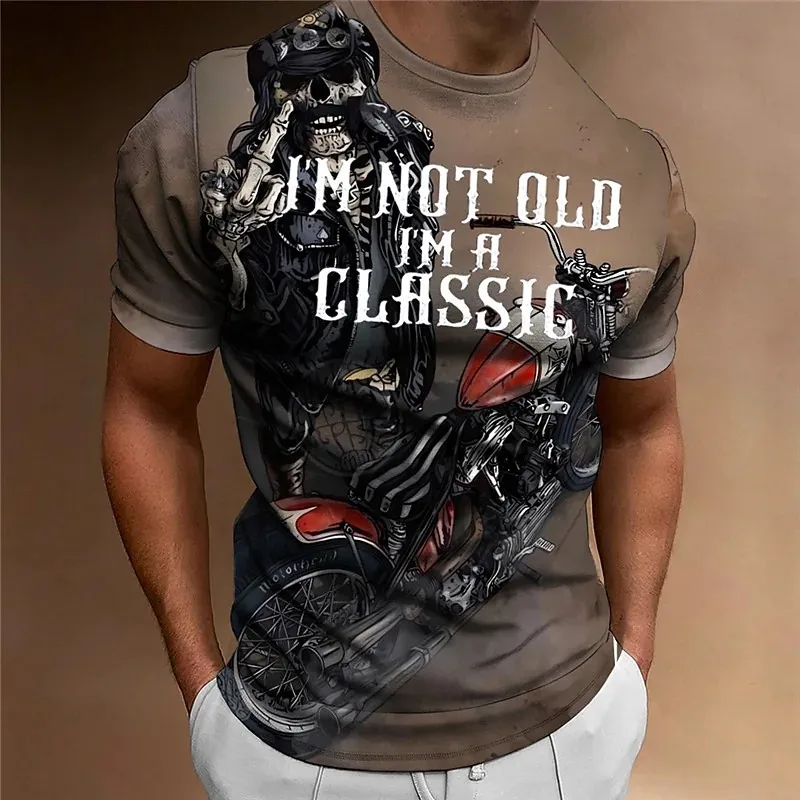 

Vintage Motorbike T-Shirt Men 3D Printed Biker Tees Classic Pattern Short-Sleeved Letter Tops Men's Clothing Casual XXS-6XL