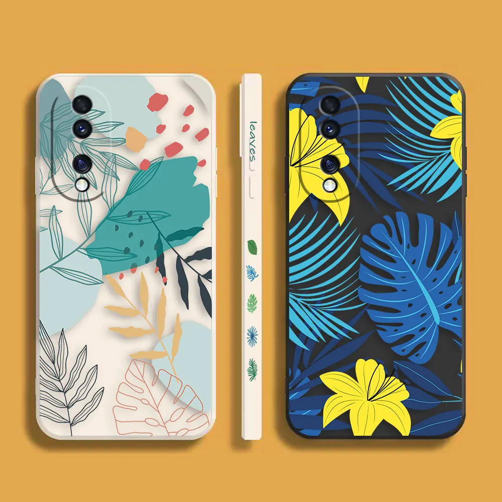 

The Art Of Painted Flowers Leaves Phone Case For Honor 8X 9 10 20 30 30S 50 50 60 60 70 80 GT SE 5G PRO PLUS Colour Liquid Case