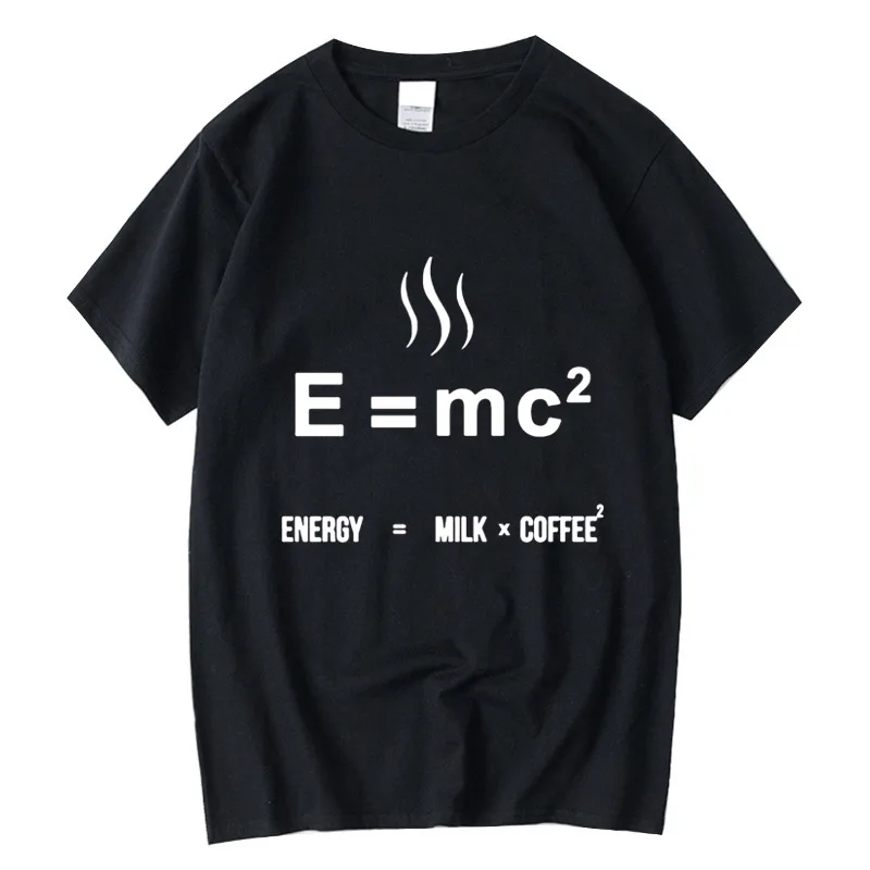 

Teeteety Men's High Quality 100% Cotton Funny ENERGY=MILK X COFFEE Design Printing Summer O-neck T-shirt