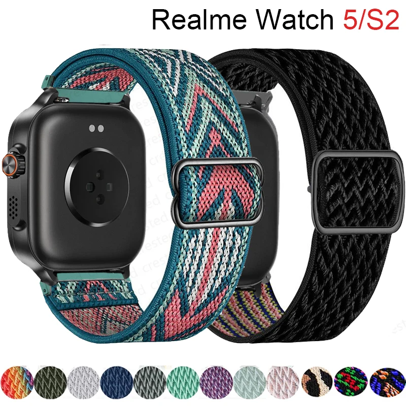 Фото Ремешки для часов 22 мм для Realme Watch 5/S2, регулируемый нейлоновый эластичный сменный браслет correa Realme Watch 2/3/S/3 2 S pro Band №1