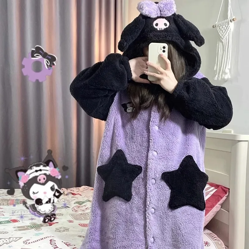 Одежда MINISO Kuromi костюмы для косплея Комбинезоны Хэллоуина аниме Яркие