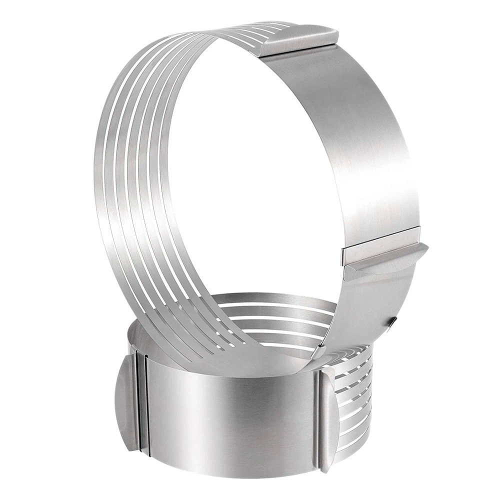 

2 шт. Регулируемый кольцевой резак для торта, муссовое кольцо, выдвижная регулируемая многослойная круглая форма для торта из нержавеющей с...