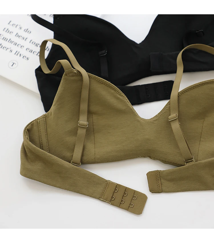 Cotton active bra top skin-friendly brassie seamless small chest gather underwear no steel ring adjustable bralette for women