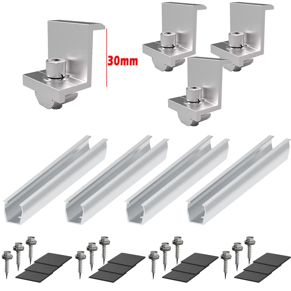 

Solar Panel Module Aluminum Bracket Rail Fastening Rail Trapezoidal Roof Mount Photovoltaic Installation Bracket Solar Accessory