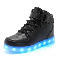 kids casual led light golden sneakers baby girls with wings shoes non slip thick bottom fashion luminous high top shoes