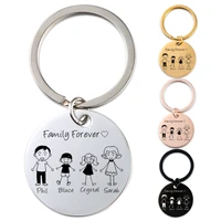 personalzed family portrait keychain engraved family gifts for parents children customized keychain dadmothers day gift
