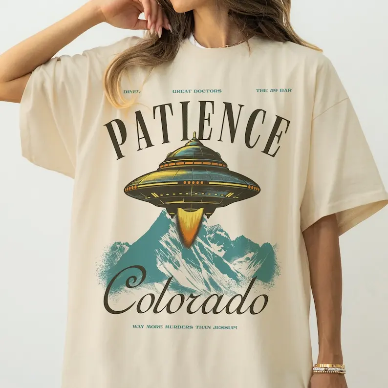 Футболка с рисунком Patience футболка эффектом памяти Чужой НЛО забавная рубашка