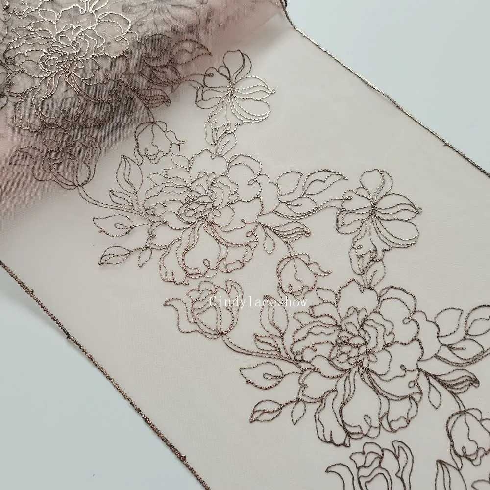 Золотая фольга пион цветочная вышивка кружевная отделка для женского платья