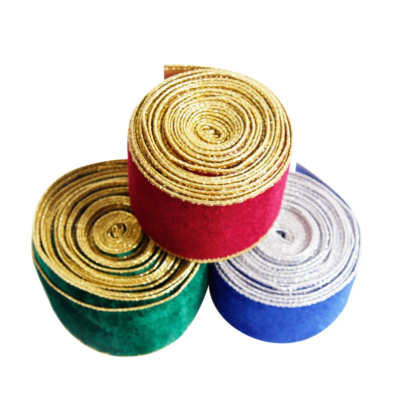

Christmas Party Decoration Green Red Blue Flocking Ribbon DIY Home Christmas Tree Decoration Bow Gift Ribbon Packaging
