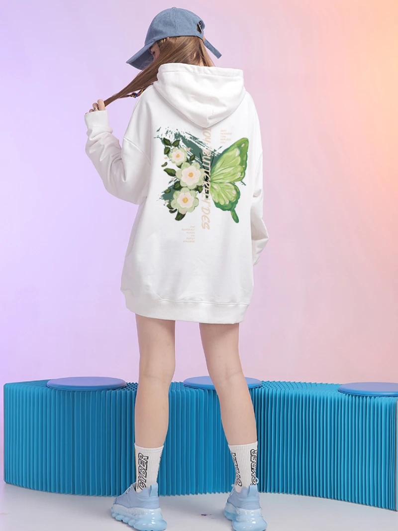 Женский белый свитер Mu Xi новинка весны 2024 Свободный Топ с принтом бабочки куртка