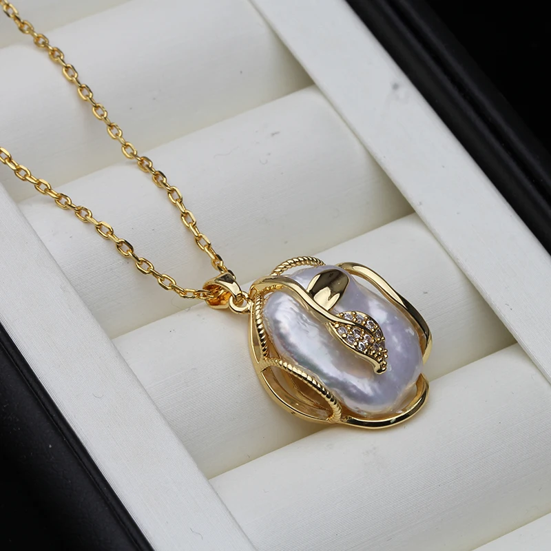 Настоящие натуральные речные большие жемчужные ожерелья в стиле барокко для