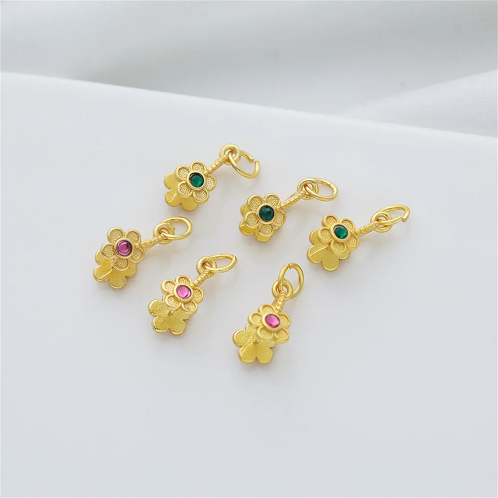 

Matte gold antique gold rose green zirconia five leaf flower clip buckle claw buckle pendant diy handmade jewelry with