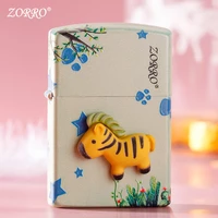 new zorro kerosene lighter cartoon sticker nostalgic lovely horse personality creative gift boyfriend trend