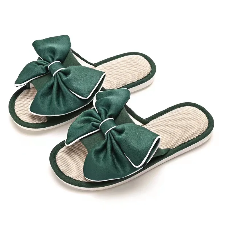 

2022 European and American women's bow style casual and comfortable home slippers 3196