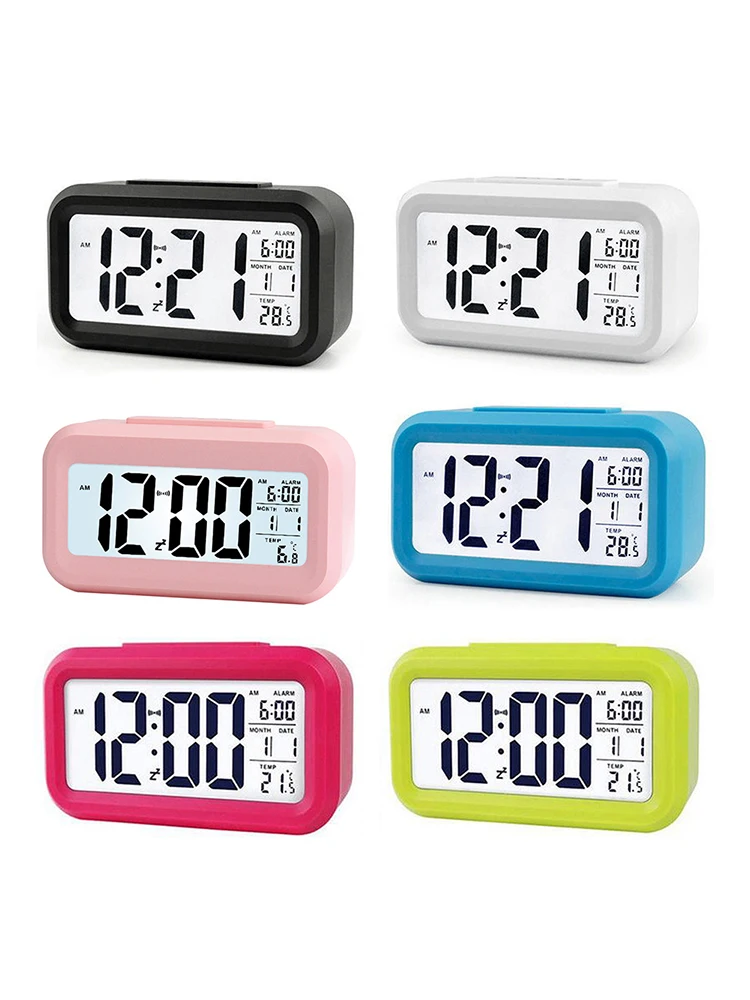 

1 Pc Digital Bedside LED Snooze Alarm Clock Time Temperature Day/Night Desktop Clock Home Bedroom Alarm Clock Decorations