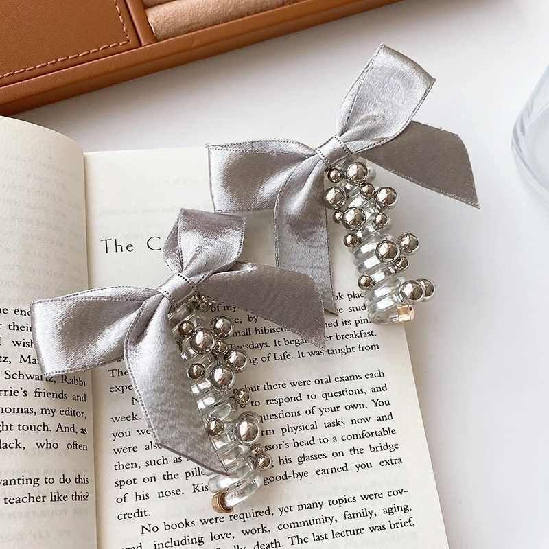 Модный эластичный спиральный телефонный провод с бантом повязка для волос милые