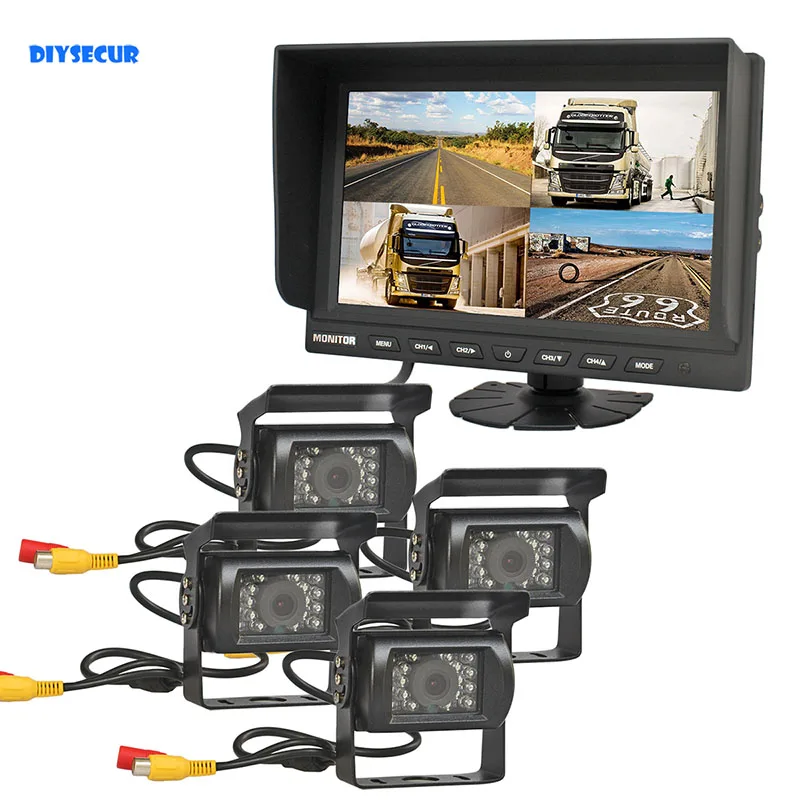 DIYSECUR 9inch HD BackupCar Monitor Truck Tractor Reversing Security System Rear View Car Camera for Car Truck Bus