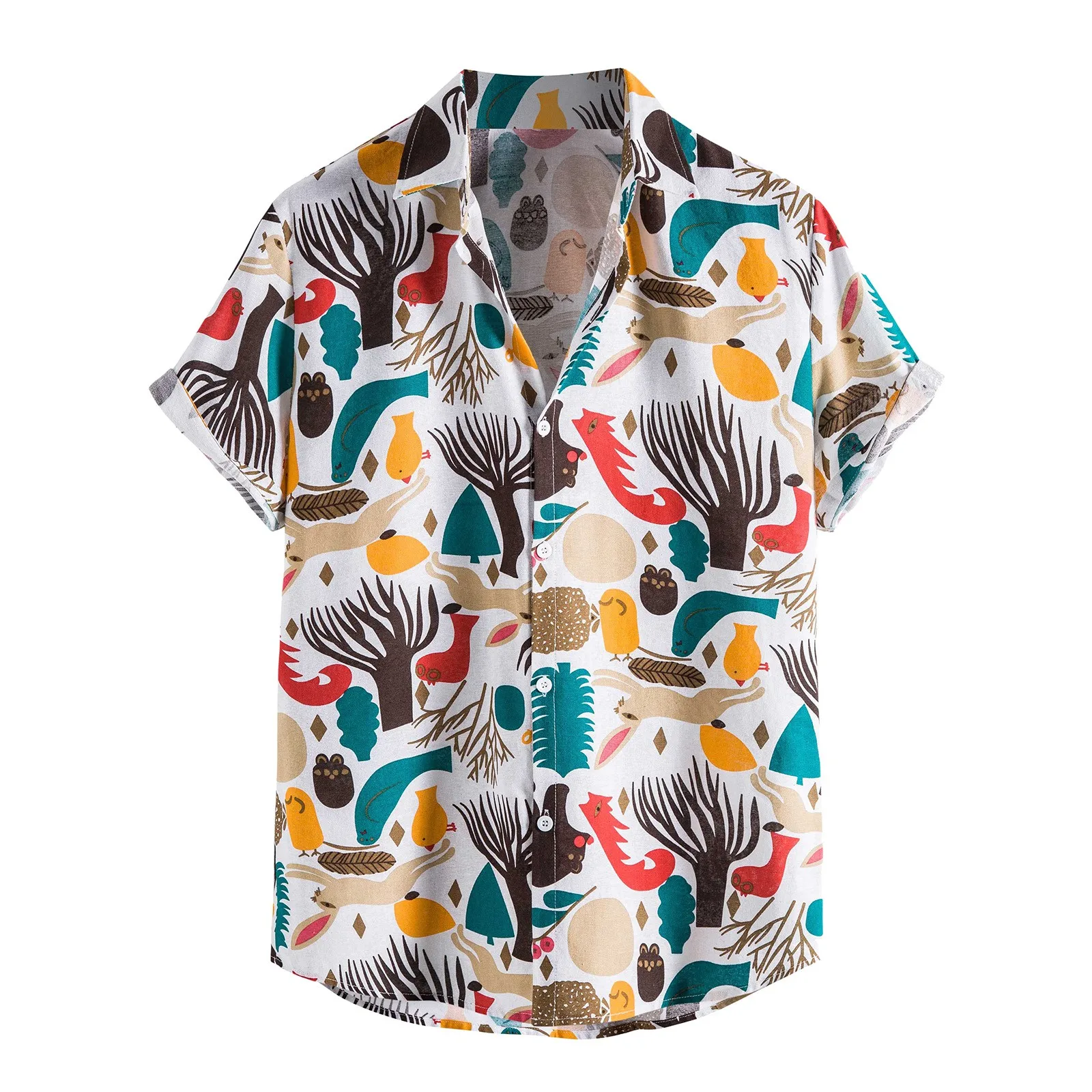 

Mens Hawaiian Sleeve Casual Blouse Printing Linen T-shirt Shirt Short Men Shirts Plain Cotton T Shirts for Men