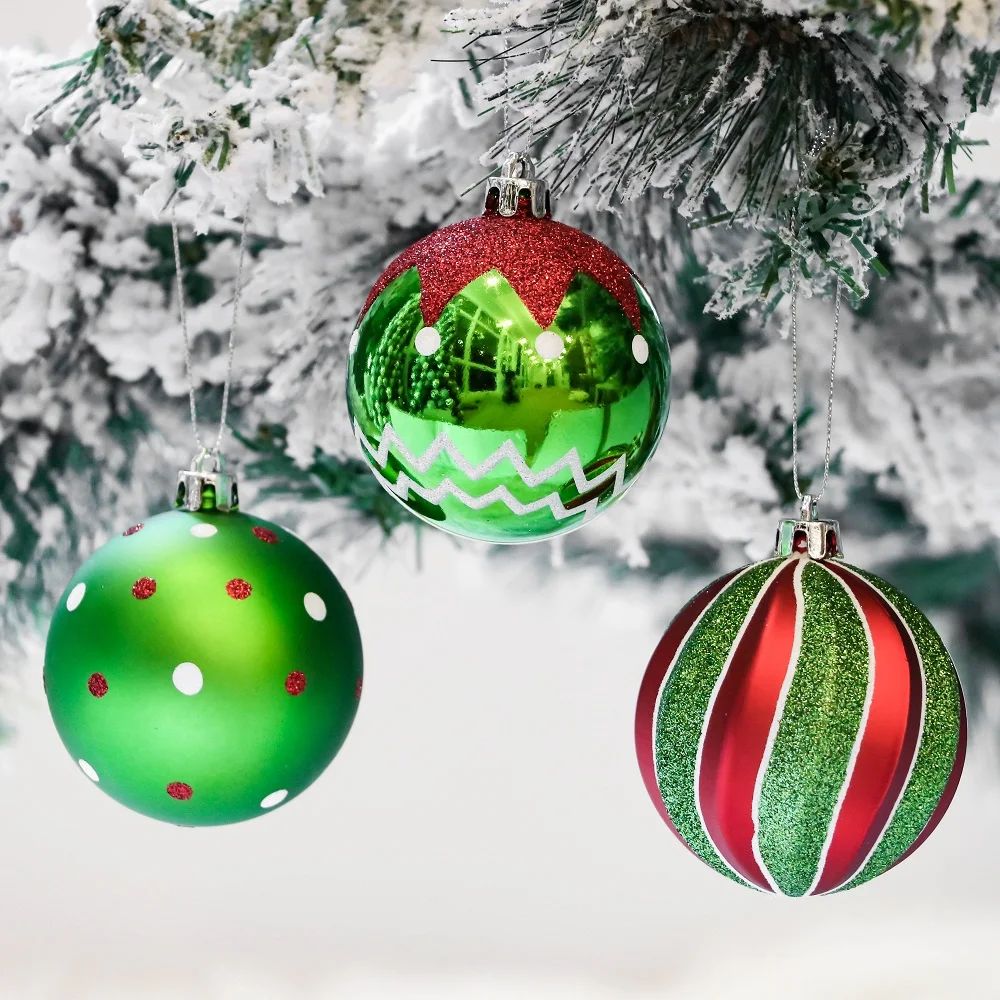 valery madelyn 16pcs 8cm christmas ball ornament red white christmas tree hanging bauble decorations pendant for home new year free global shipping