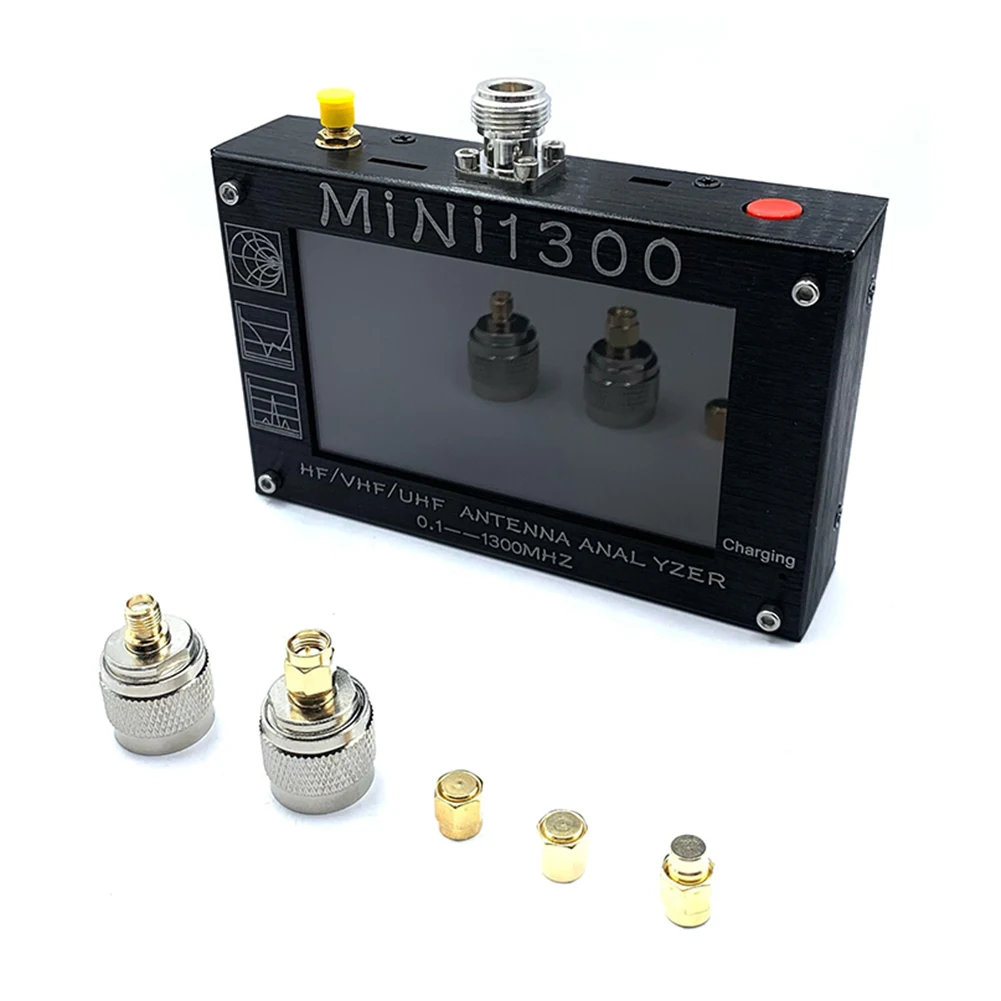 

HF/VHF/UHF Mini1300 Antenna Analyzer Antenna Analyzer 0.1-1300MHz Measuring S Parameters Impedance Analyzer Aluminum Alloy Shell