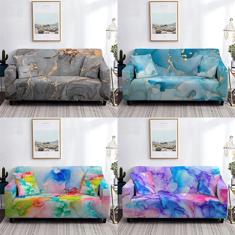 

1/2/3/4 Seats Abstract Psychedelic Marble Elastic Spandex Stretch Sofa Cover for Living Room Non-slip Couch Cover Fundas Sofa