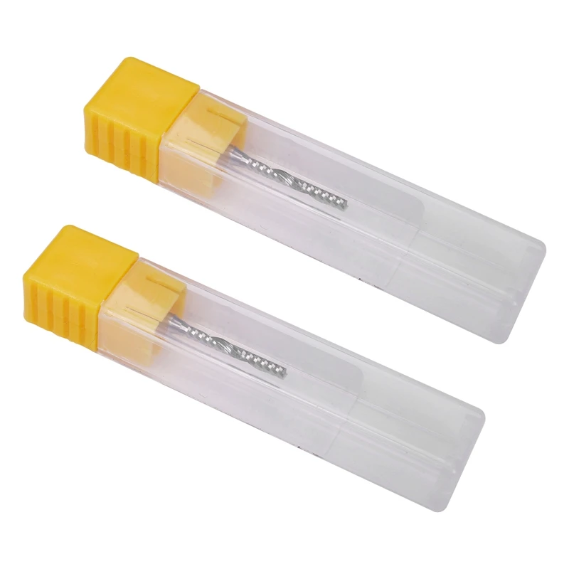 

2X 2Mm X 15Mm Carbide Single Flute Spiral End Mill CNC Router Bit