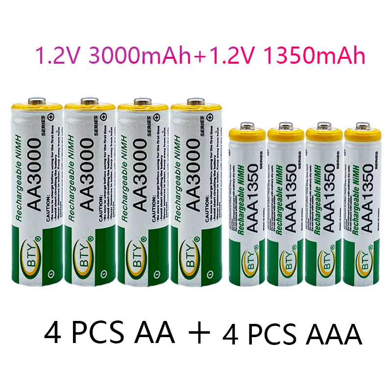 

Brand new 1.2V AA 3000mAh Ni MH rechargeable battery + AAA battery 1350MA rechargeable battery Ni MH 1.2V AAA battery