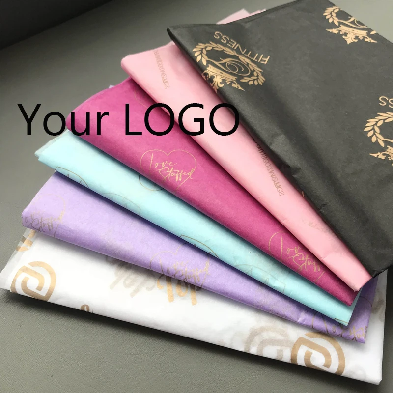 Customised Gloden Logo Black white Packaging Paper Tissue Wrapping Paper Clothes Shoes Packaging Wrap Tissue Paper