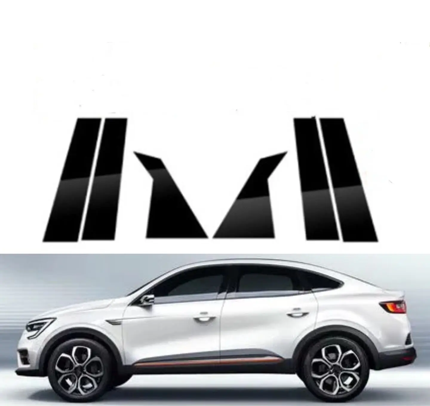 

6 шт., глянцевые черные наклейки на автомобильные окна, двери, колонны BC, колонны, столбы, Обложка, наклейки на ПК для Renault XM3, Samsung XM3 2020, 2021, 2022, 2023