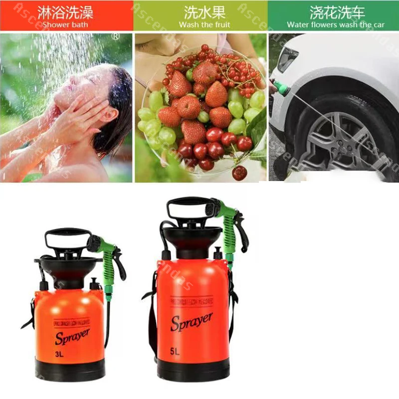 3/5L New Car Wash Small Sprayer Portable Outdoor Camping Shower Multifunctional Bath Sprayer Watering Flowers Travel
