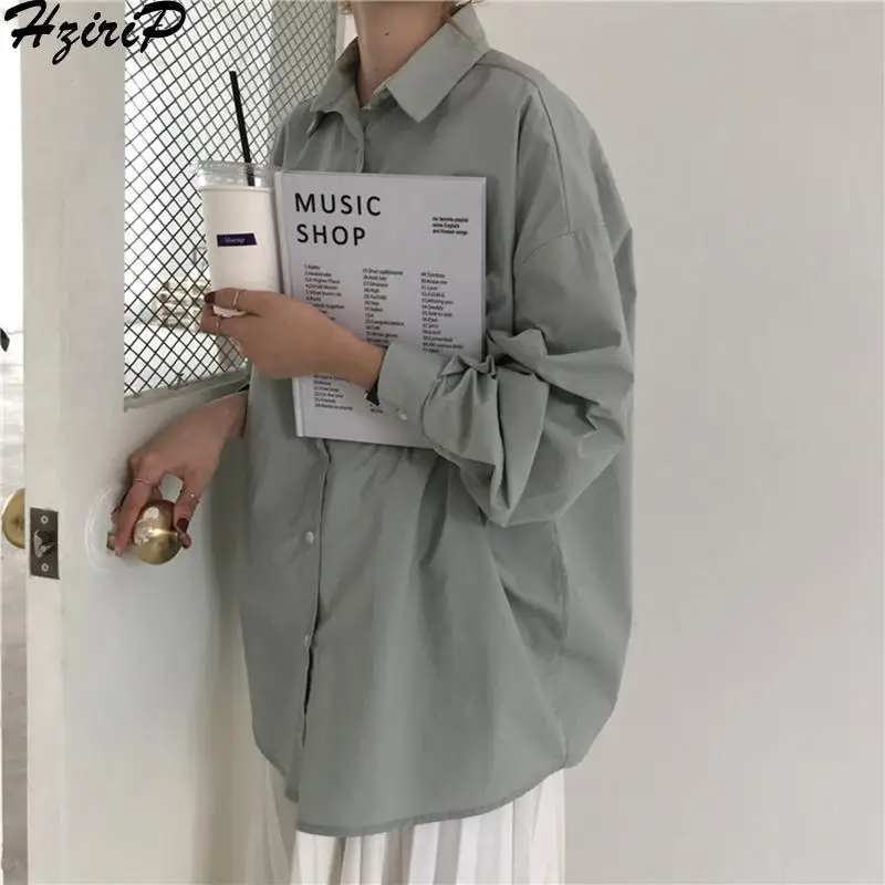 

Women's Solid Color Loose Blouses Casual Long Sleeve Shirts