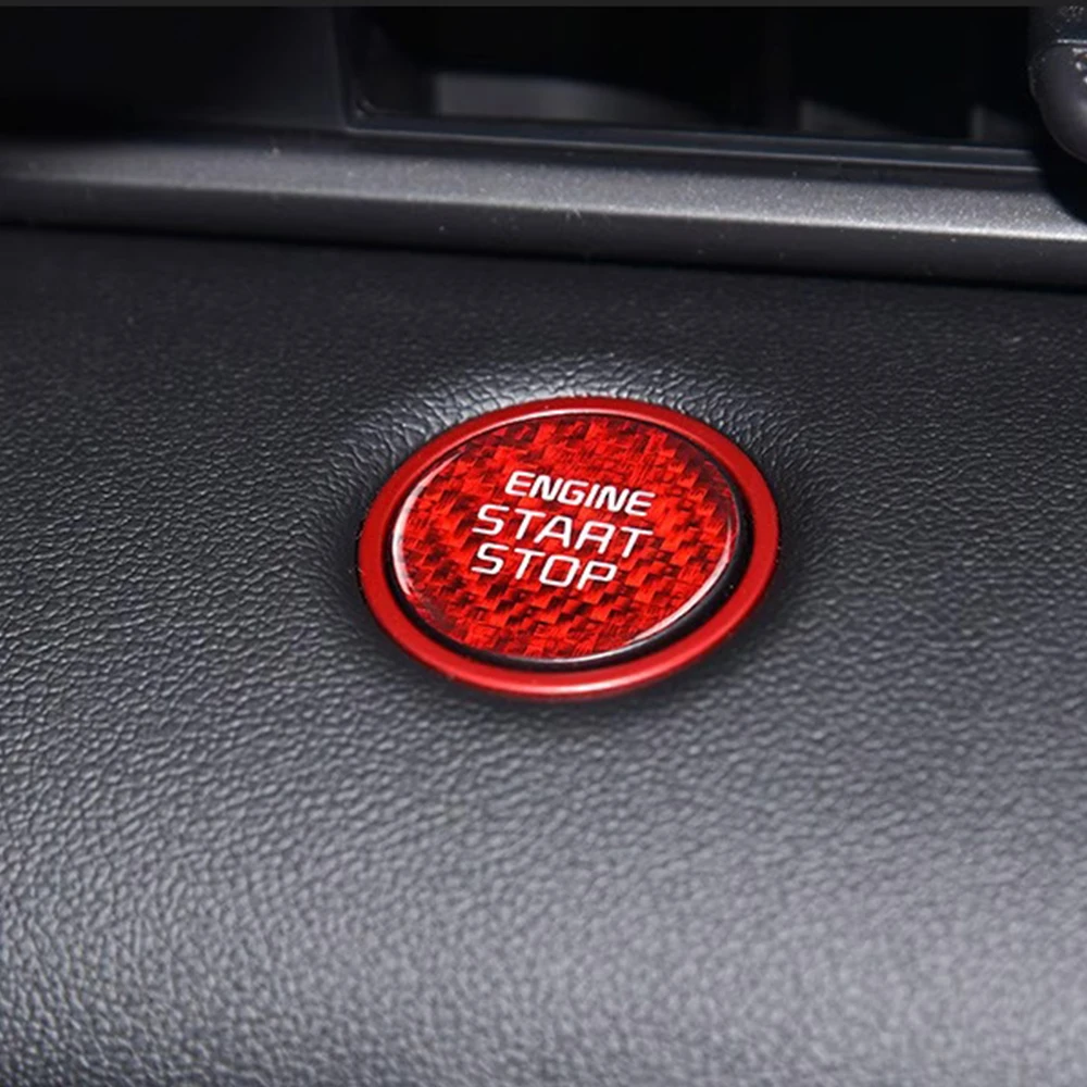 Настоящее углеродное волокно для Hyundai Elantra N Tucson Santa Cruz Palisade, кнопка запуска двигателя, стоп, наклейка, аксессуары для внутренней отделки (art.: 3920d01494bcb) - 3920d01494bcb